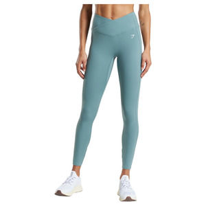 Gymshark Crossover Leggings Thunder Blue High-Waisted 78% Nylon Size XL NWT